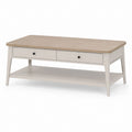 Table basse rectangulaire à 2 tiroirs blanc et chêne en MDF 100 x 50 x 45 cm