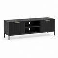 Meuble TV rectangulaire noir en panneaux MDF mélaminés 160 x 40 x 60 cm