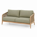 Canapé de jardin 2 places vert kaki en bois d'acacia et corde 140 x 75 x 78 cm