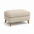 Repose-pieds rectangulaire beige en polyester avec pieds en bois massif 80 x 60 x 45 cm