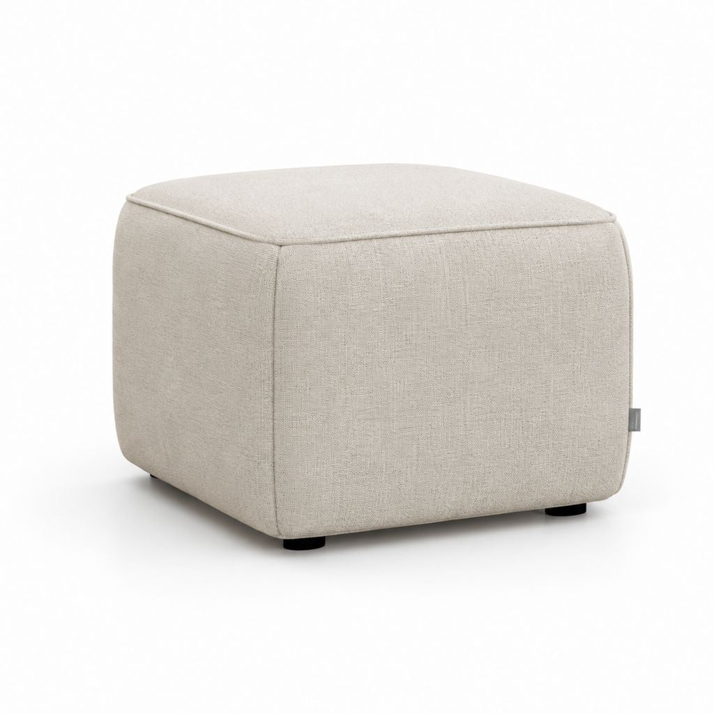 Pouf repose-pieds carré beige en polyester 60 x 60 x 42 cm