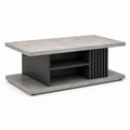 Table basse rectangulaire gris béton et noir en panneaux de particules 120 x 60 x 45 cm avec rangement