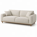 Canapé 3 places beige en polyester avec pieds en bois massif 220 x 95 x 85 cm