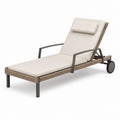 Bain de soleil inclinable beige en aluminium et résine tressée rectangulaire 200 x 70 x 35 cm